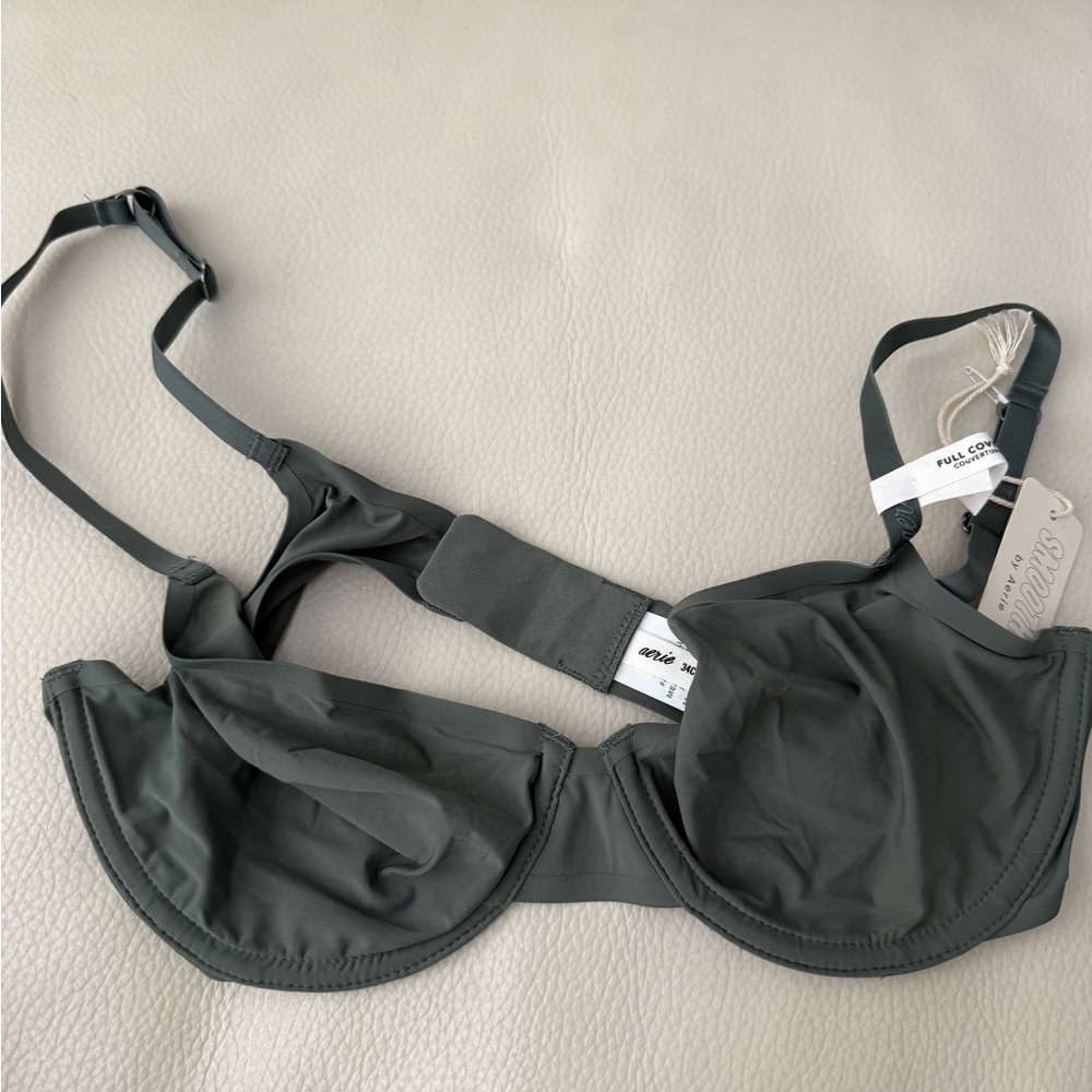 Aerie Smoothez Sheer Underwire Balconette Full Coverage Green Size 34C
